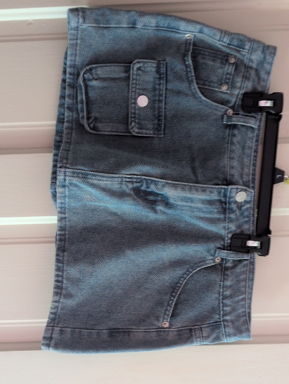 Juniors Denim Skirt Size XL Carbon Front Pocket